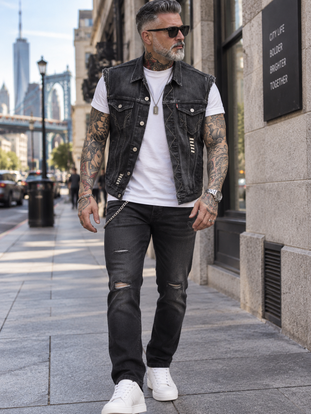 Men's Full Size Button Up Denim Vest Plus Size