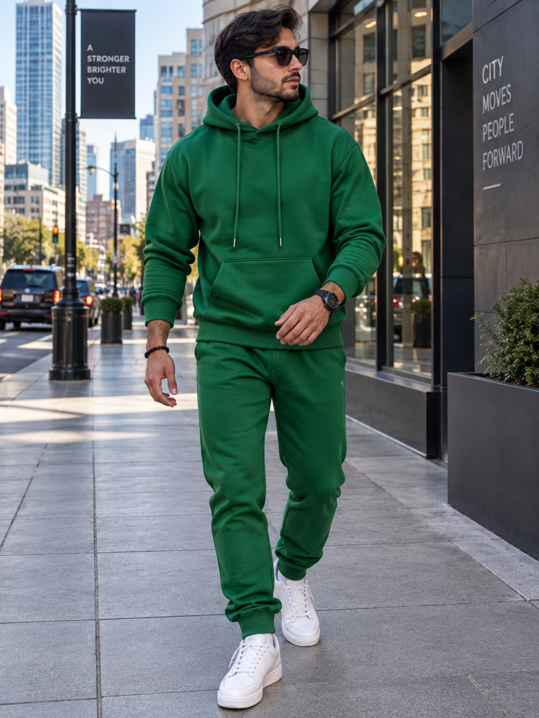 Men's Full Size Kangaroo Pocket Hoodie and Pants Set Plus Size