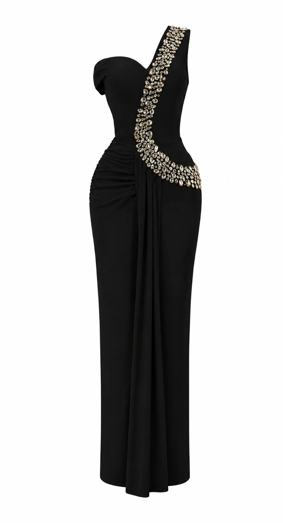 Scarlet Royale One-Shoulder Embellished Evening Dress