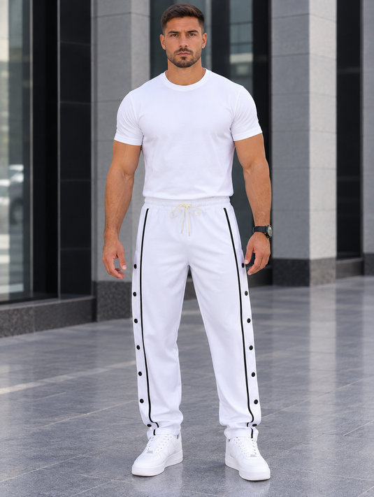 Men's Full Size Side Snap Button Pants Plus Size