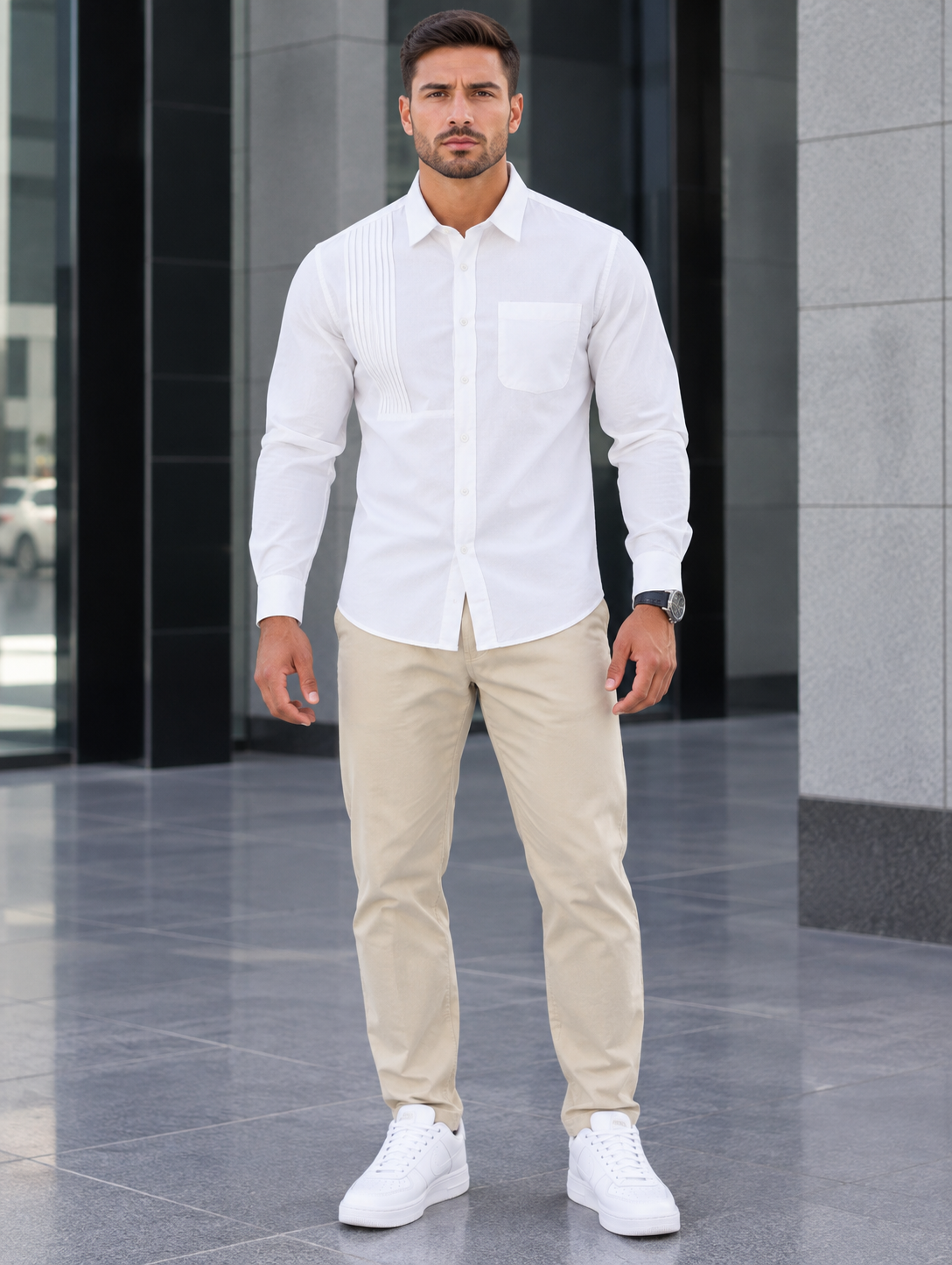 Men's Plus Size Button Up Long Sleeve Shirt
