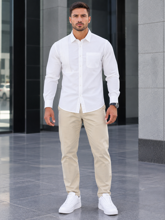 Men's Plus Size Button Up Long Sleeve Shirt