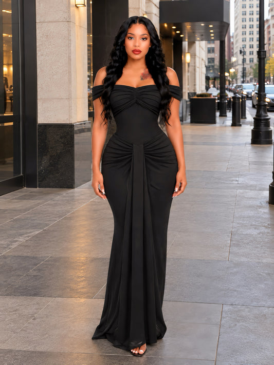 Bardot Draped Maxi Dress Black