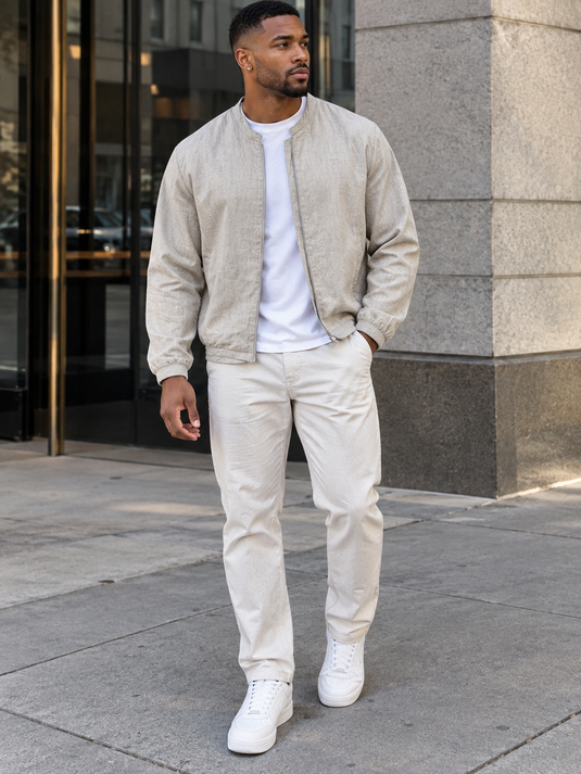 Men's Plus Size Zip Up Long Sleeve Jacket
