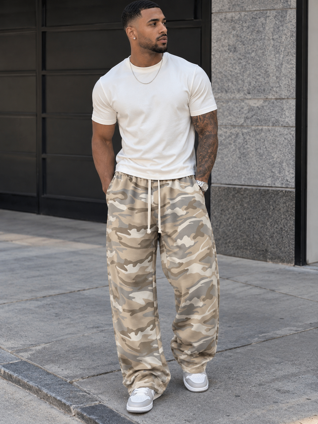 Men's Camouflage Wide-Leg Pants