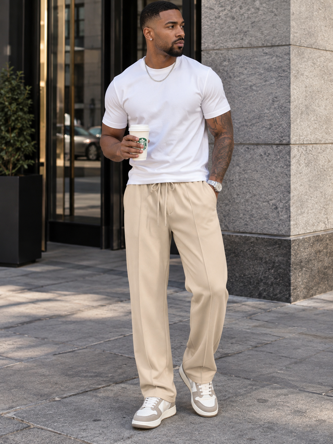 Men's Full Size Drawstring Straight Leg Pants Plus Size