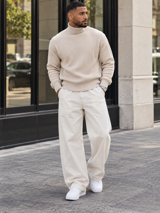 Men's Plus Size Ribbed Knit Turtleneck Sweater