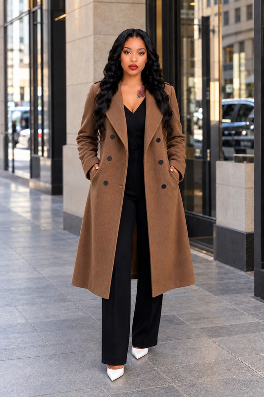 Double-Breasted Lapel Collar Coat