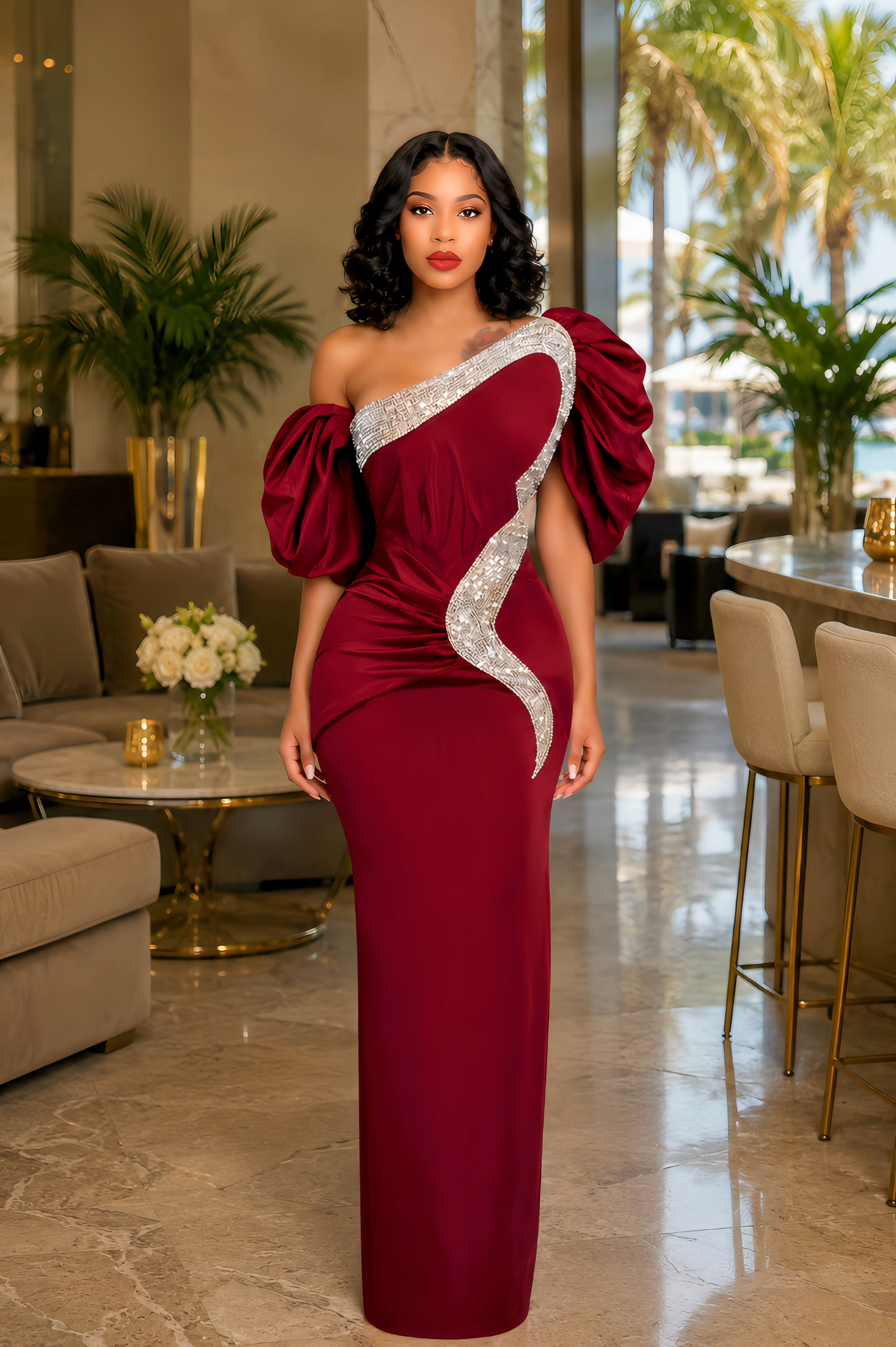 Ruby Royale Crystal Sculpt Gown