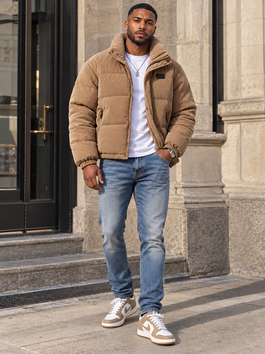 Men's Plus Size Corduroy Padded Winter Coat