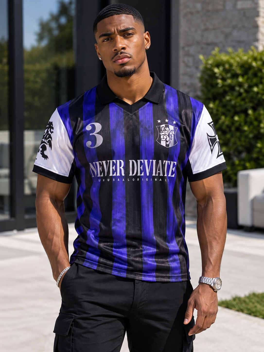Men's Striped Soccer Jersey T-Shirt