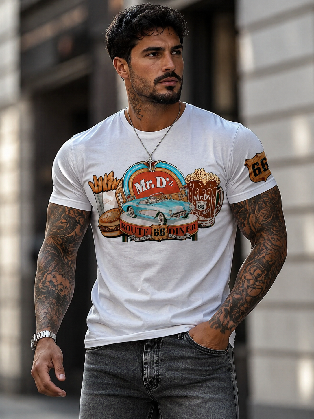 Men's Full Size Round Neck Graphic T-Shirt Plus Size