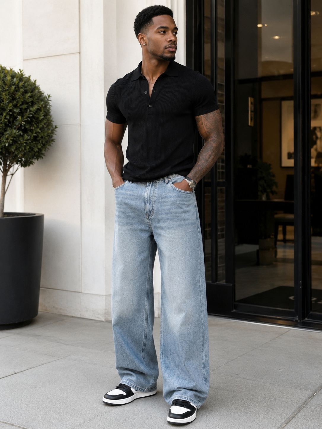 Men's Loose Fit Washed Jeans