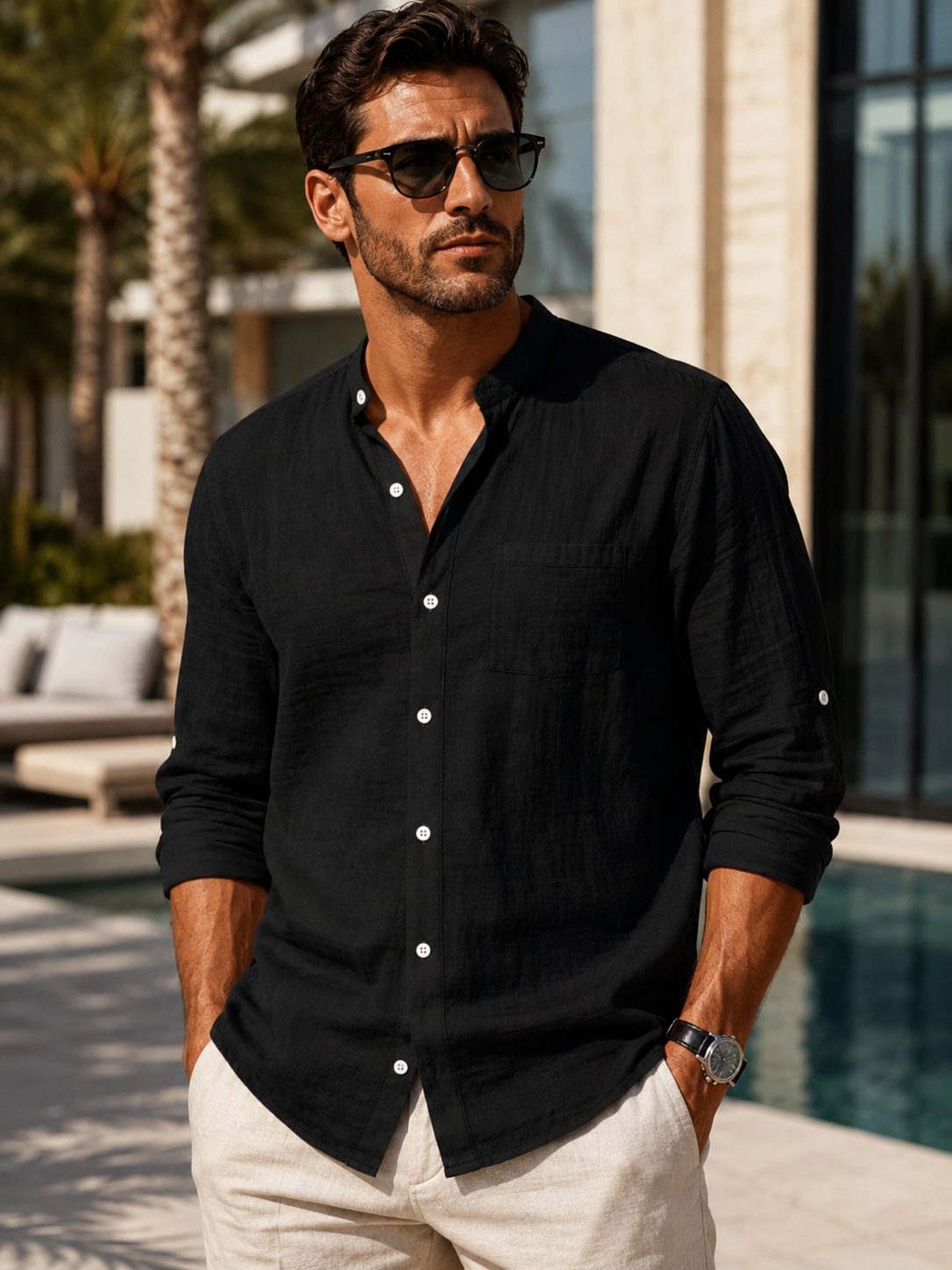 Men's Full Size Button Up Long Sleeve Shirt Plus Size
