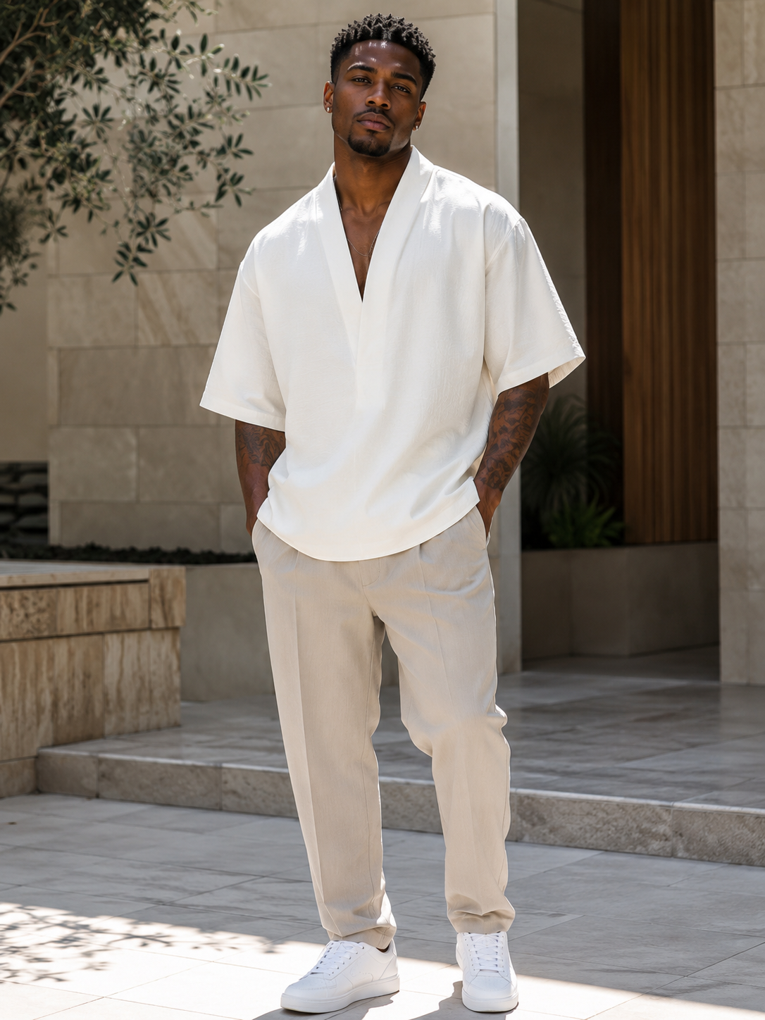 Men's Plus Size Casual Half Sleeve Kimono Shirt