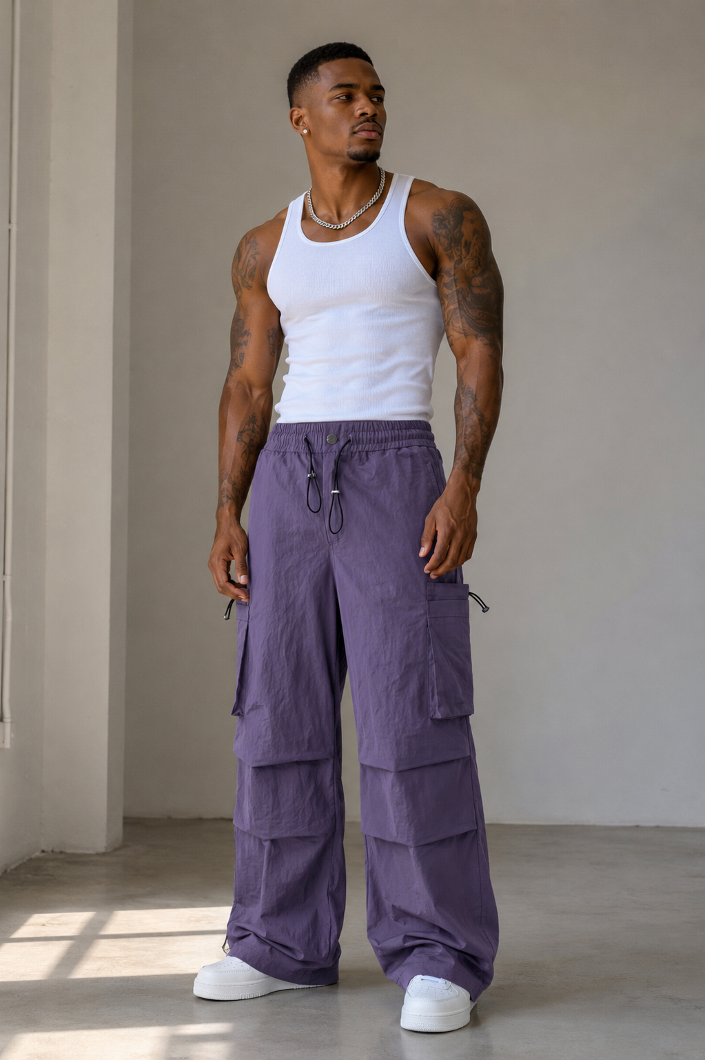 Men's Wide Leg Cargo Pants
