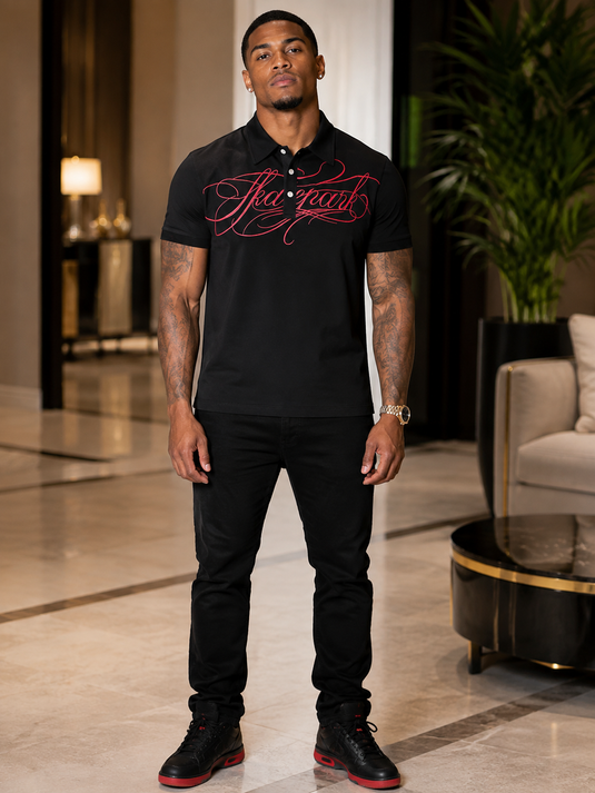 Men's Letter Embroidered Short Sleeve Polo