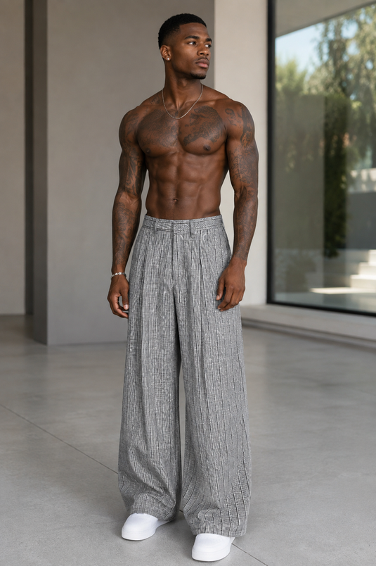 Men's Textured Wide Leg Pants