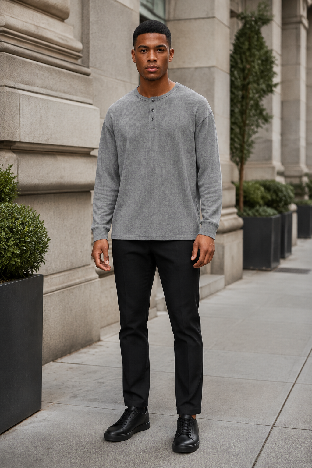 Men's Long Sleeve Henley T-Shirt