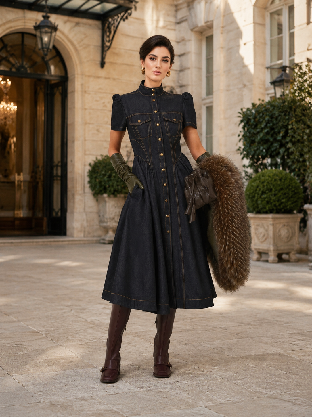 The Duchess Denim Midi Dress