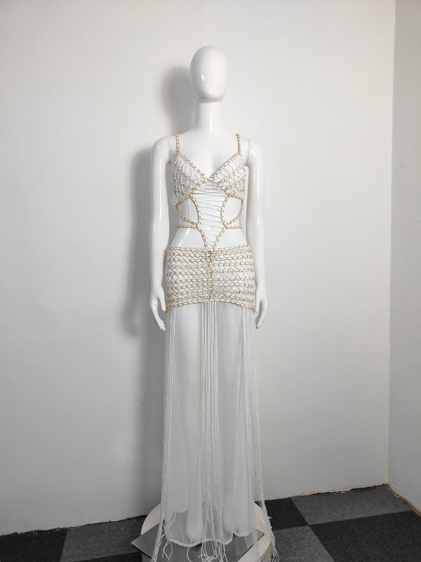 Celestial Pearl Cutout Maxi Dress