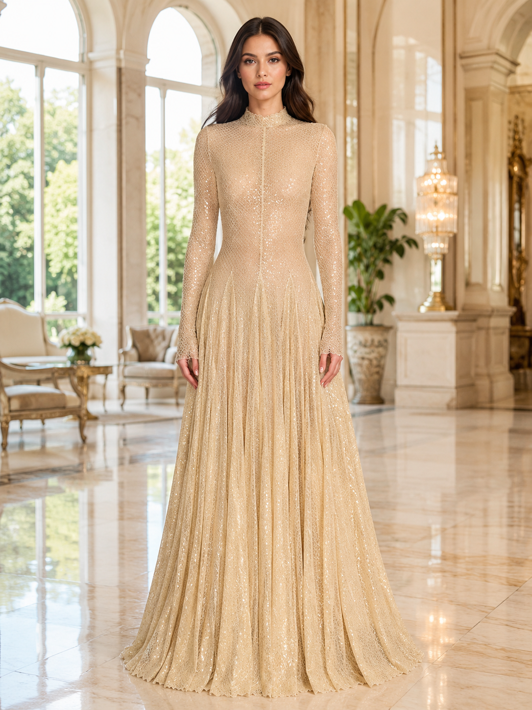 Golden Majesty Shimmer Gown