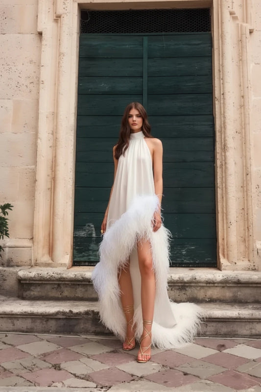 White Feather Elegance Gown
