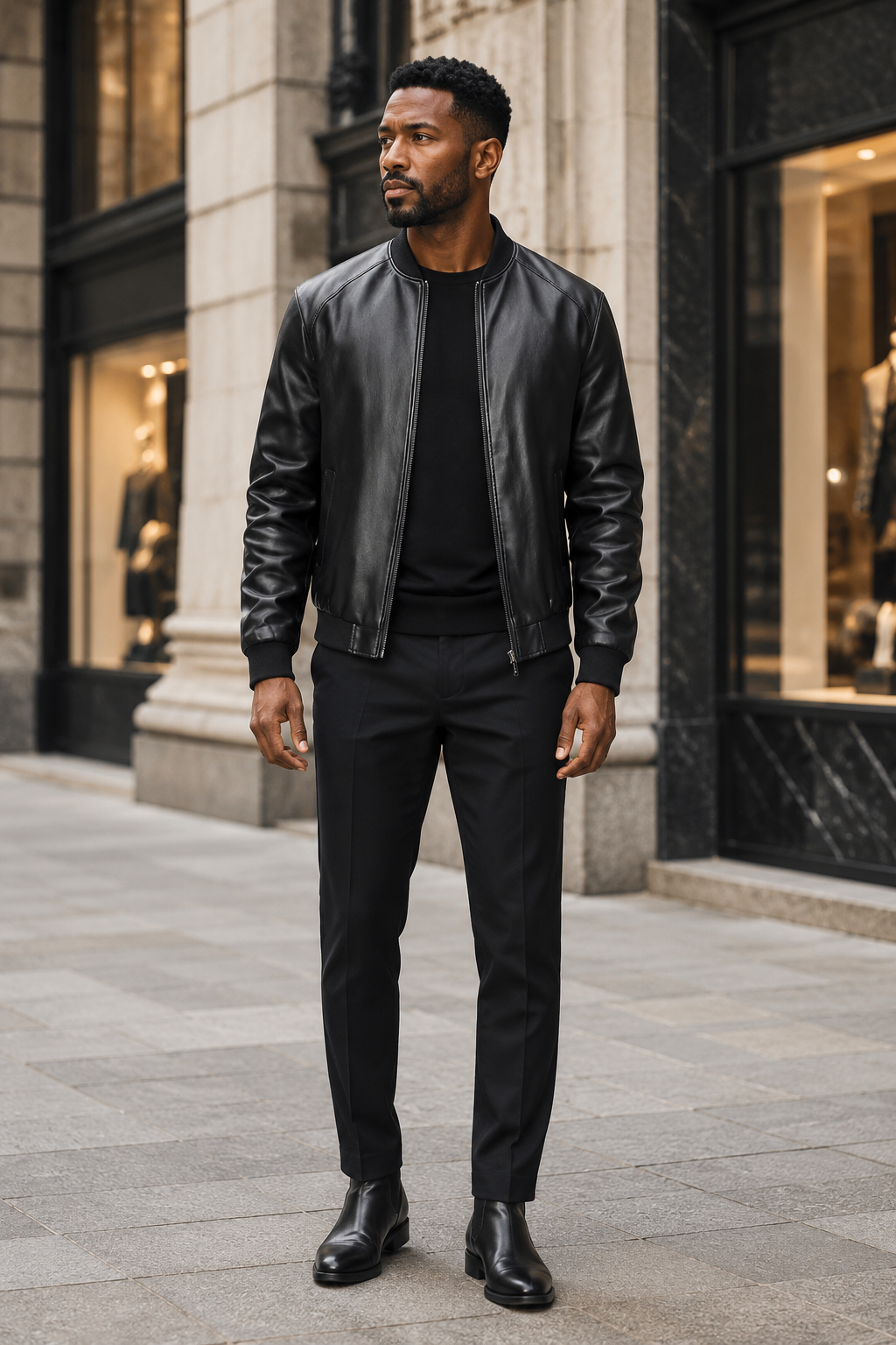 Men's Plus Size Zip Up Casual Leather Jacket