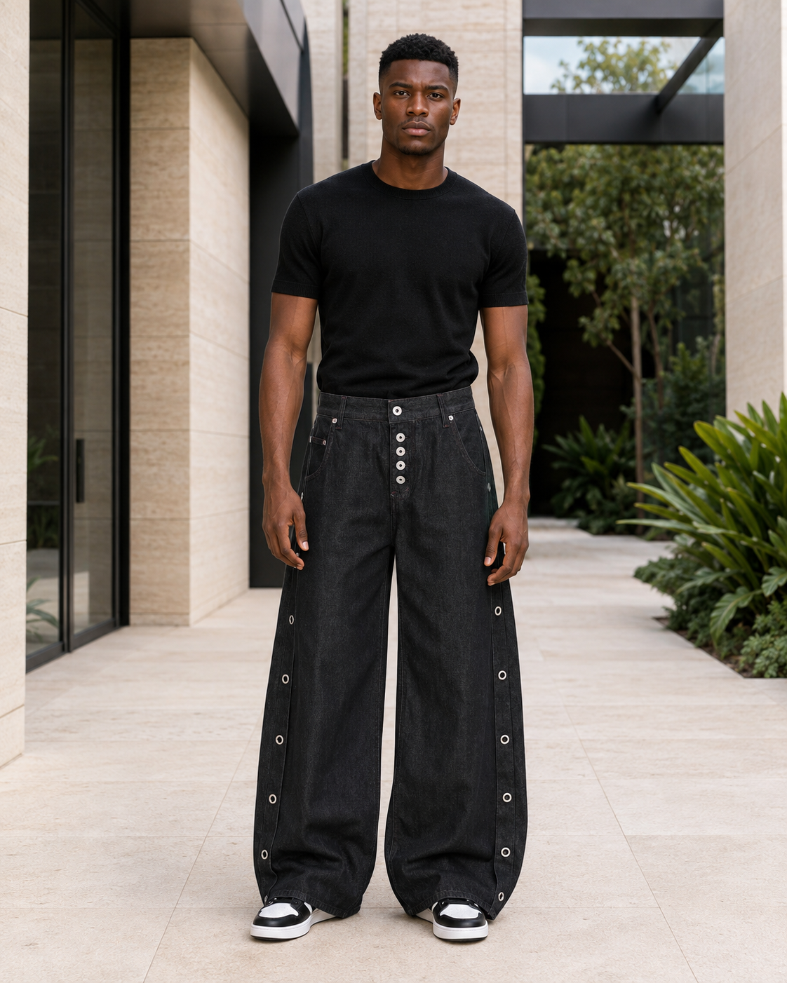 Men's High-Waisted Wide-Leg Jeans