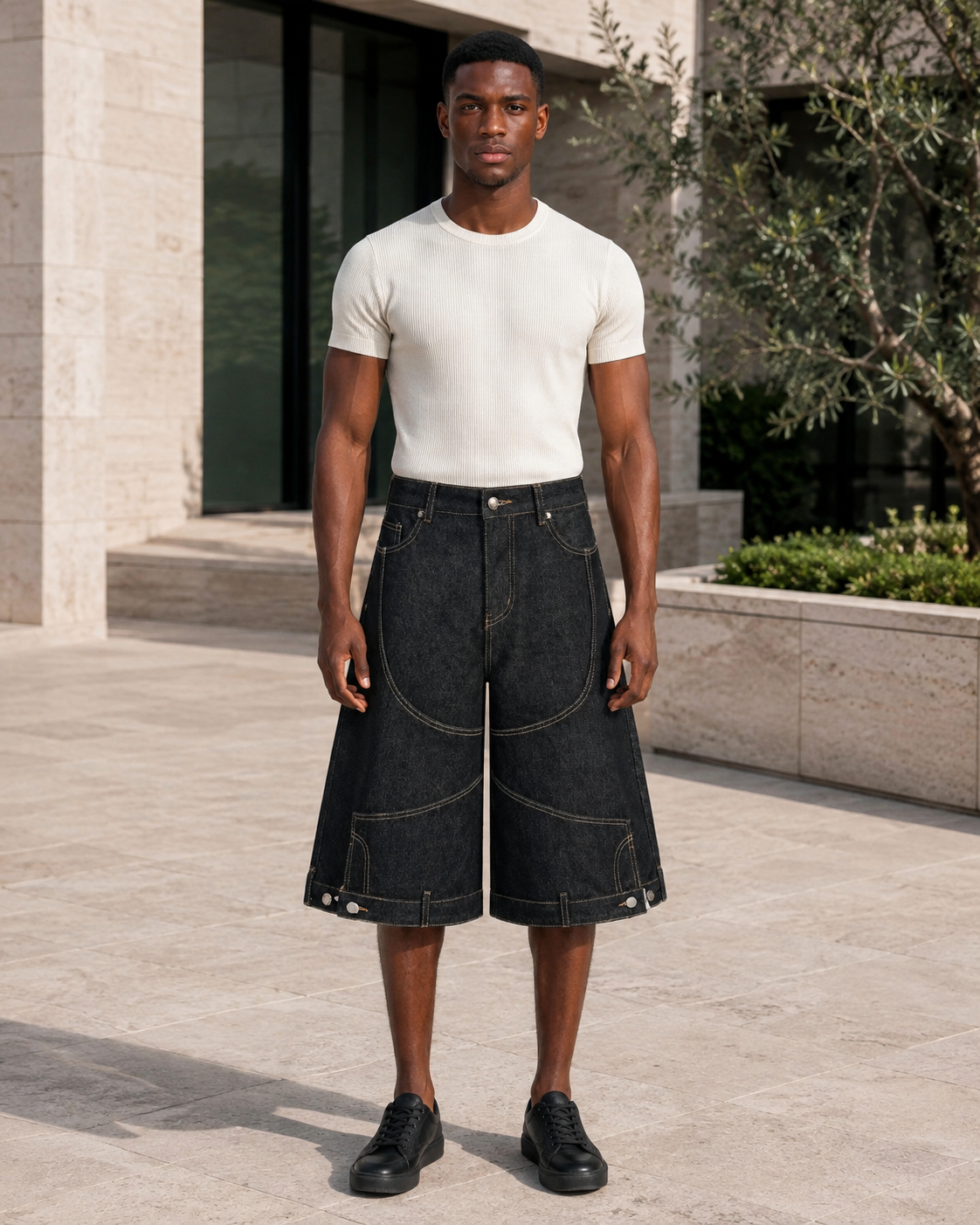 Men's Full Size High-Waisted Wide-Leg Denim Capris Plus Size
