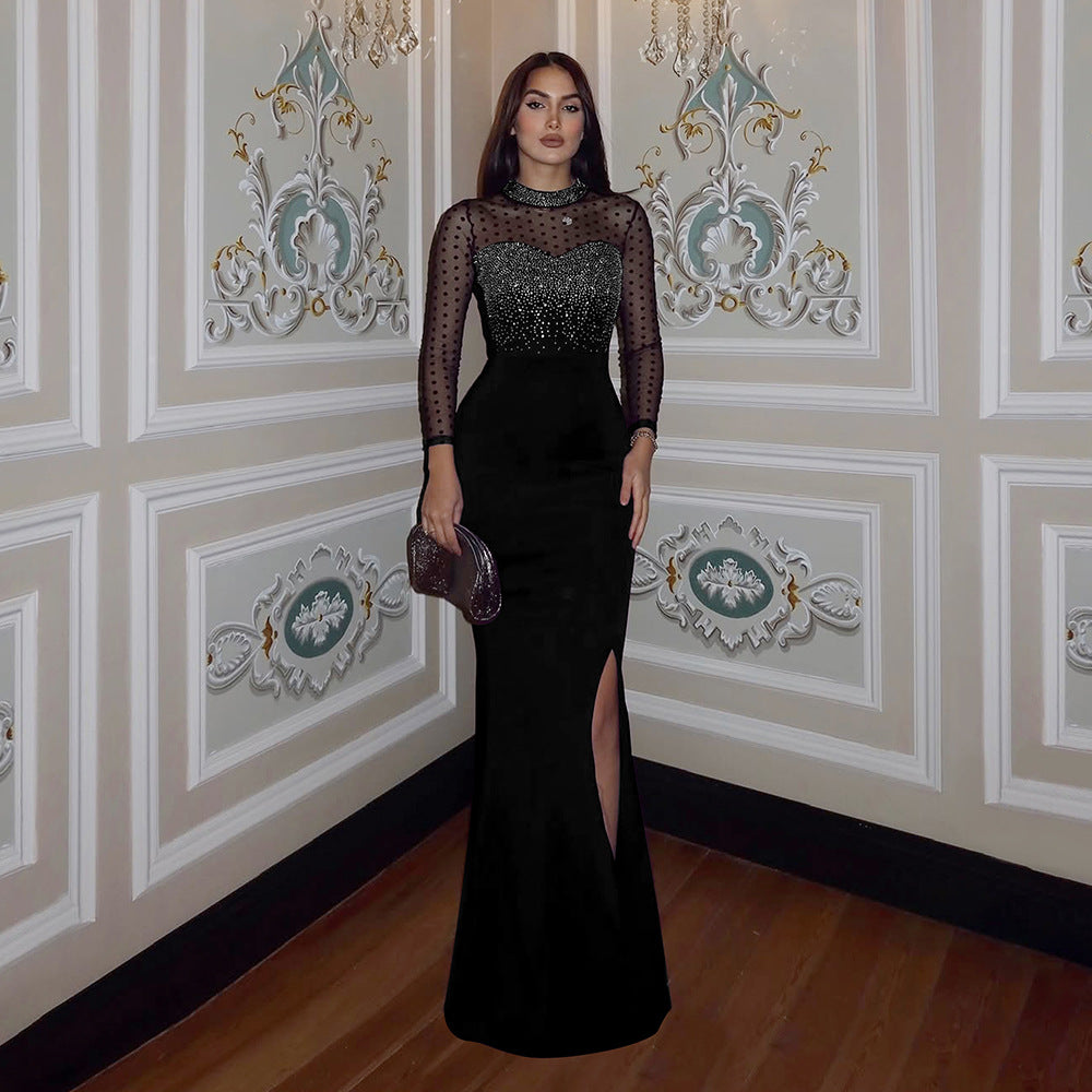Mesh Long Sleeve Patchwork Dress