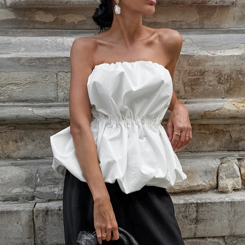 Sexy Tube Top Graceful Personality Waist Balloon Top