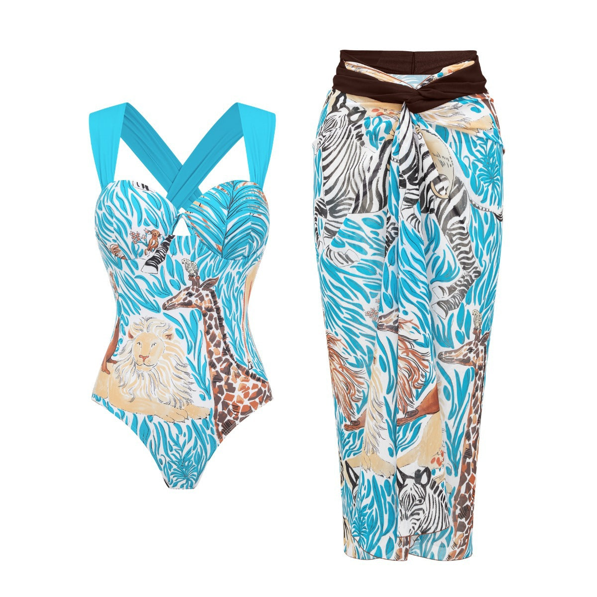 Cross Strap Wrap Skirt Set