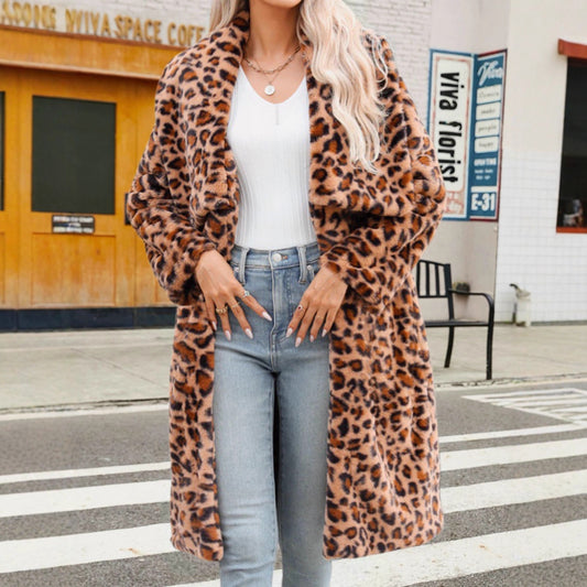 Leopard Plush Warm Coat Faux Fur Coat Cold Proof Warm