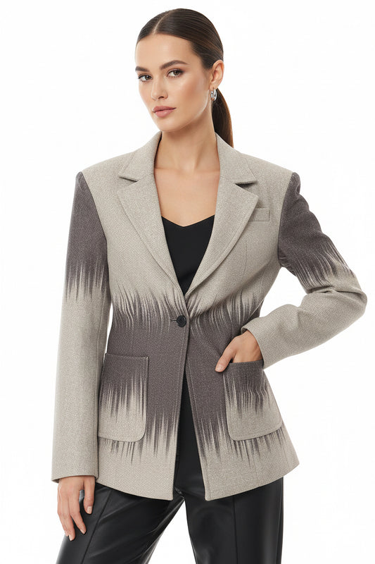 British Several Printing Personality Cutting Slim Fit Woolen Coat