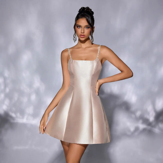 Backless Dress Sleeveless Strap Micro Pull Evening Dress