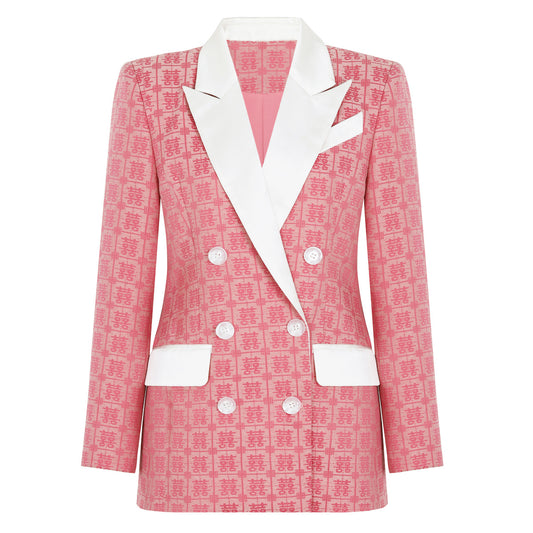 Retro Classic Double Happy Character Socialite Slimming Business Blazer