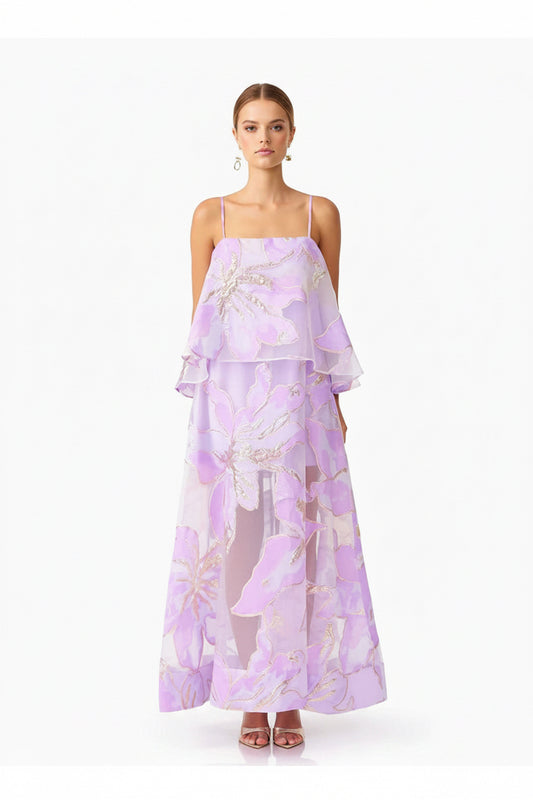 Summer Suspender Tube Top Sleeveless Floral Maxi Dress