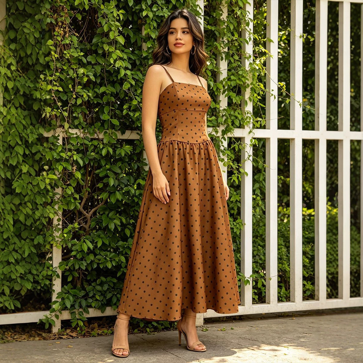 Sexy Summer Retro Polka Dot Simple Slim Fit Figure Flattering Tube Top Dress Women