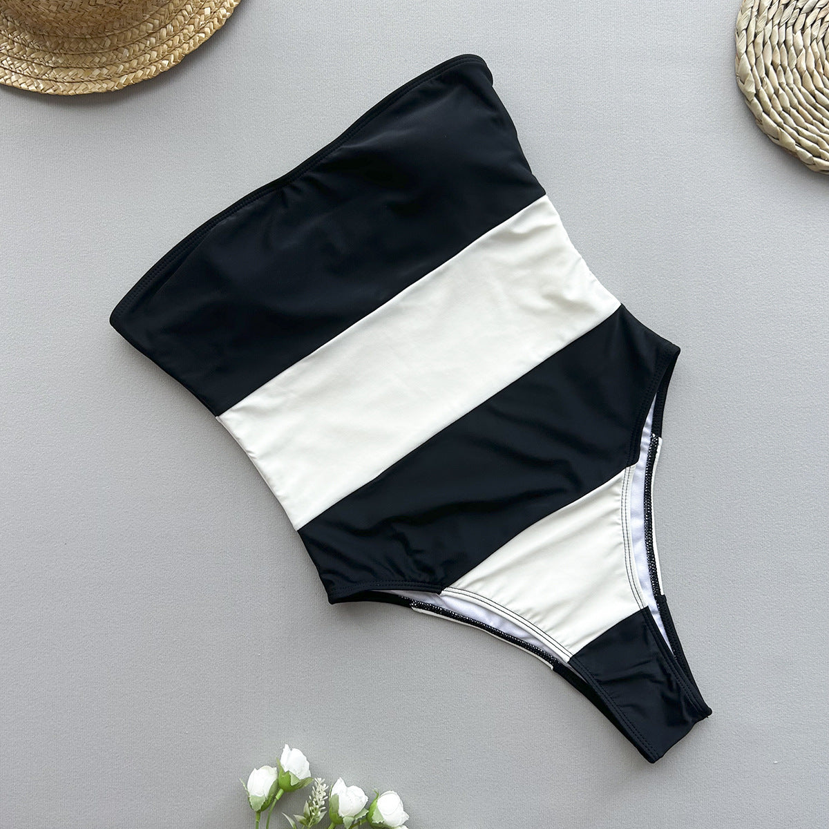 One Piece Swimsuit Bikini Lady Sexy Striped Swimwear Bikini