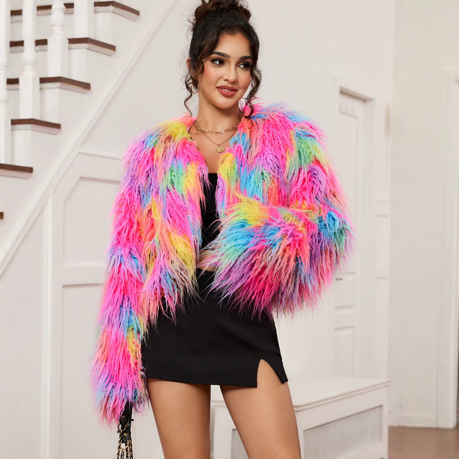 Faux Fur Coat Artificial Fur Beach Wool Coat