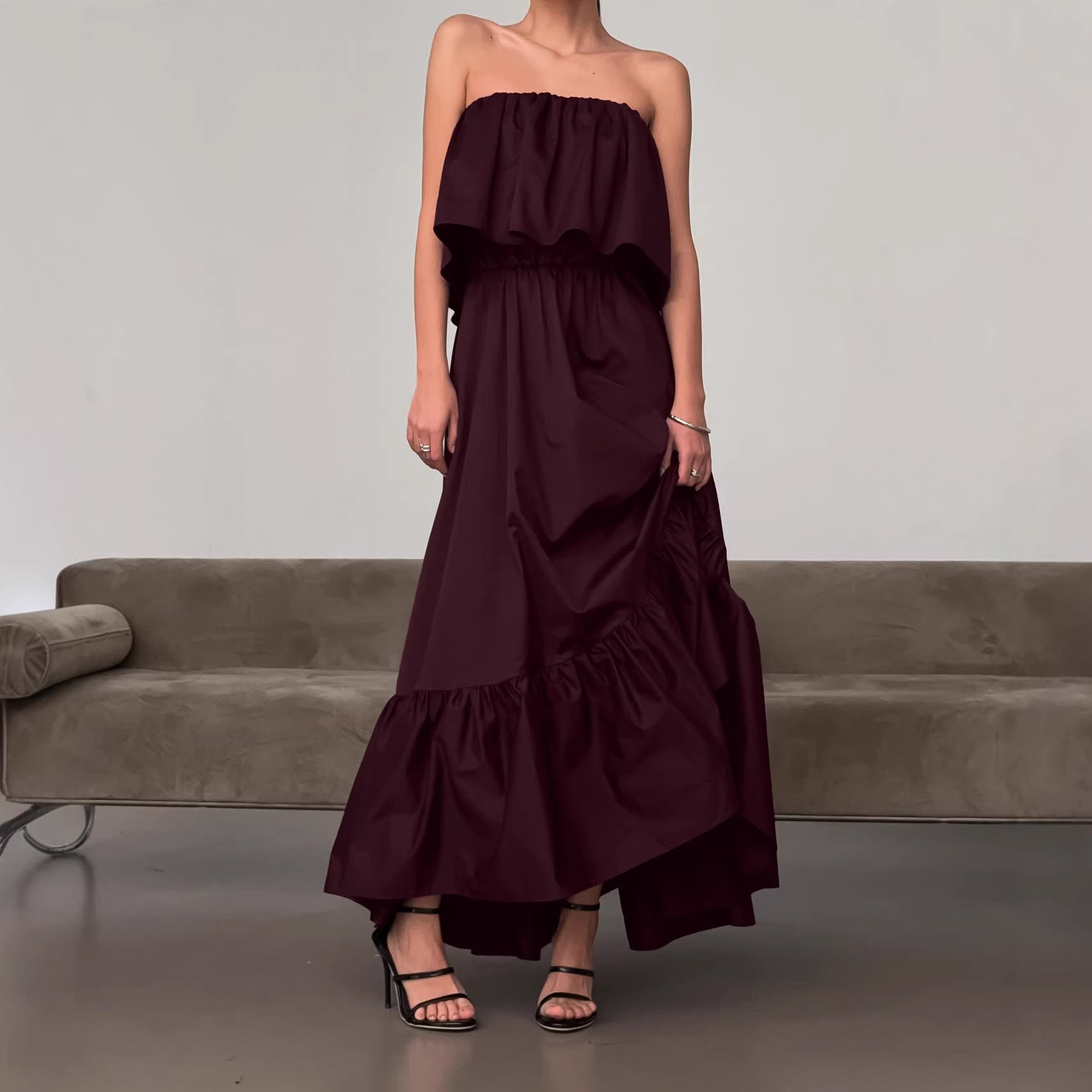 Ruffled Tube Top Elegant Dress
