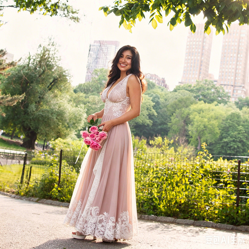 Maxi Dress Lace Waist Slim Dress