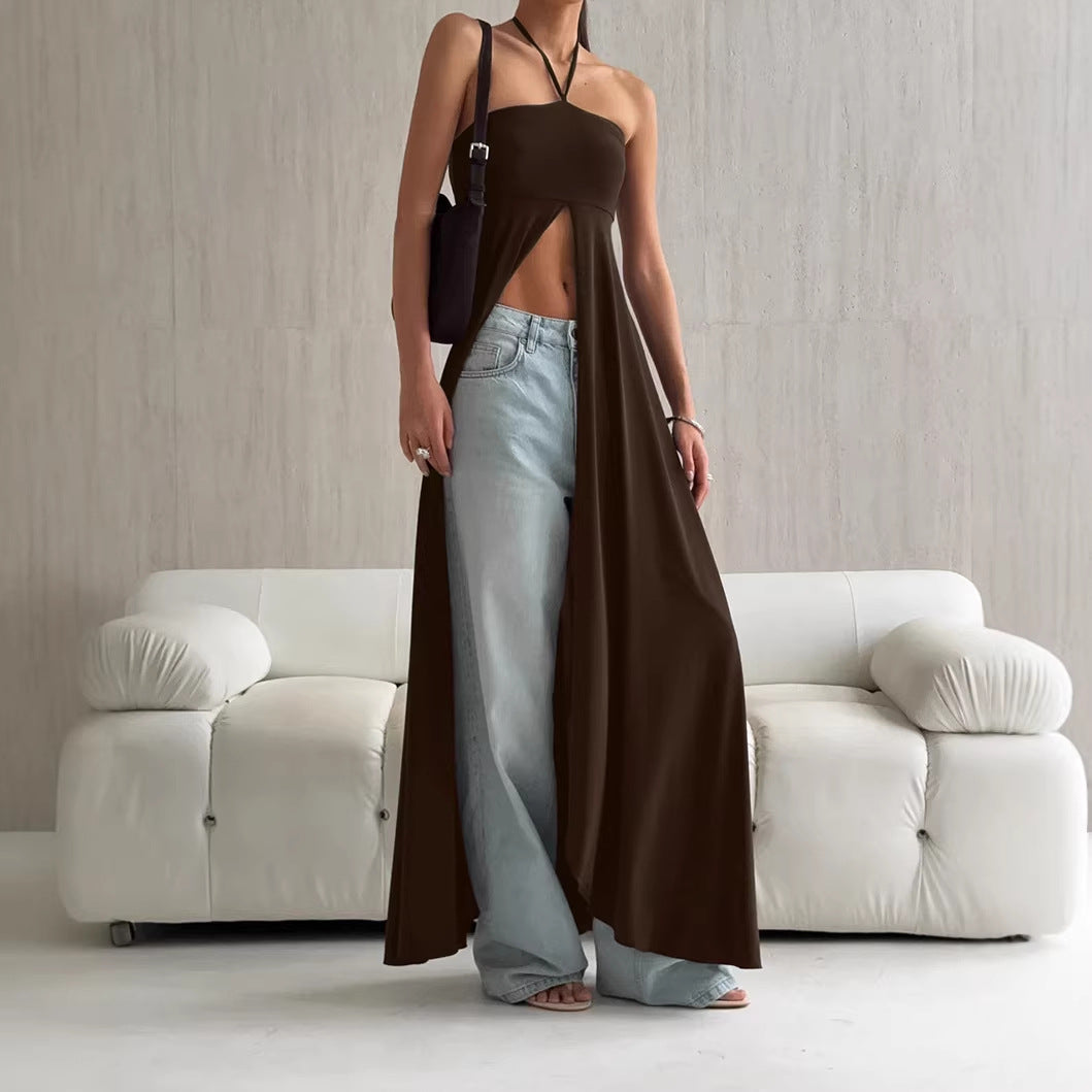 Niche Halter Slim Fit Elegant Elegant Sleeveless Tube Top Big Slit