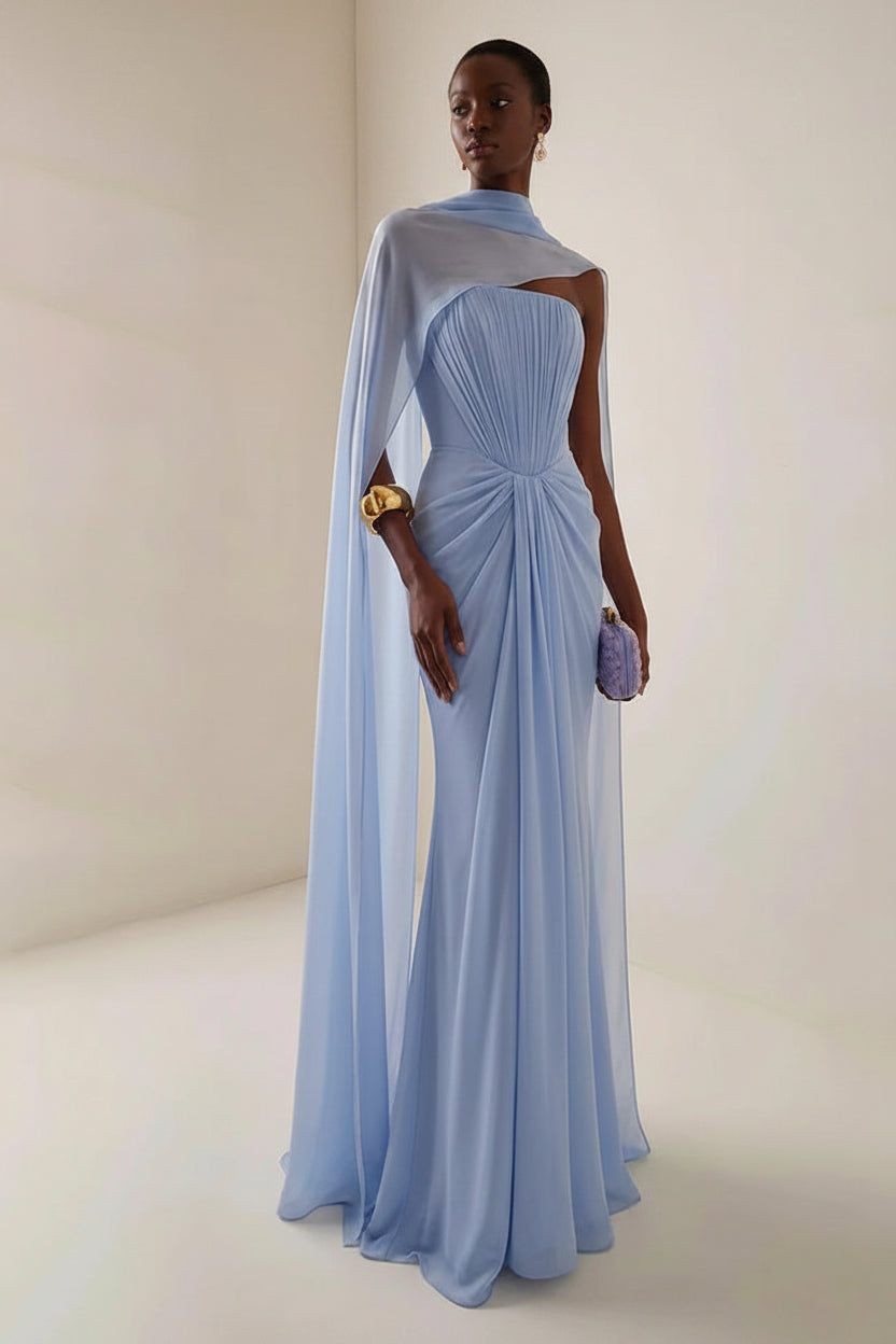 Elegant Sexy Dress Asymmetric Shawl Draped Slim Backless Maxi Dress