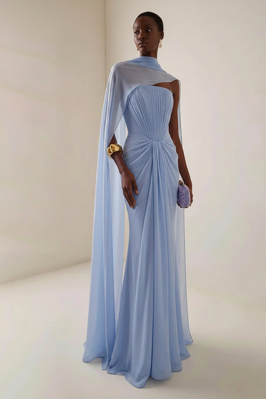 Elegant Sexy Dress Asymmetric Shawl Draped Slim Backless Maxi Dress
