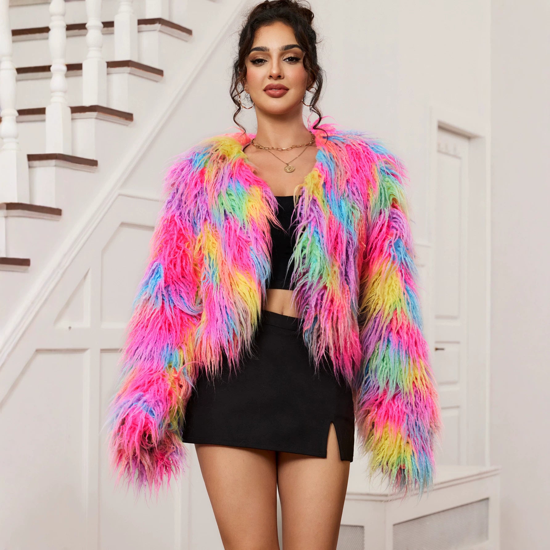 Faux Fur Coat Artificial Fur Beach Wool Coat