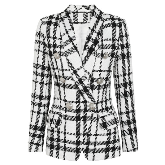 Woolen Classic Plaid Socialite Slimming Business Blazer