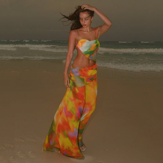 Bikini Bikini  Swimsuit Swimsuit Printed Beach Dress Maxidress