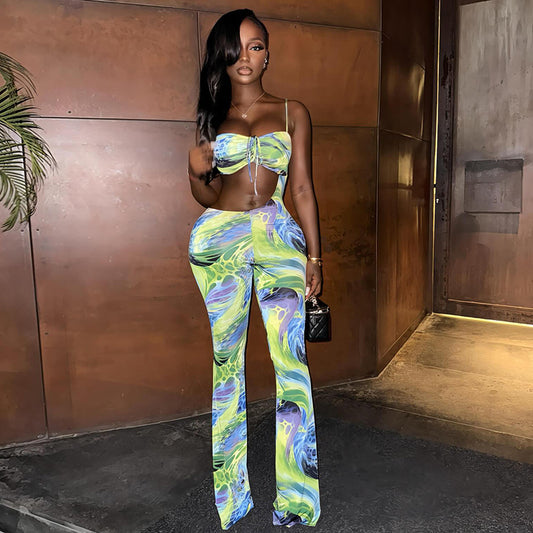 Asymmetric Sexy Bandeau Jumpsuit Lace up Cropped Exposed Jumpsuit